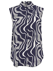 Evans Curve Abstract Print Sleeveless Shirt - Image 5 of 5
