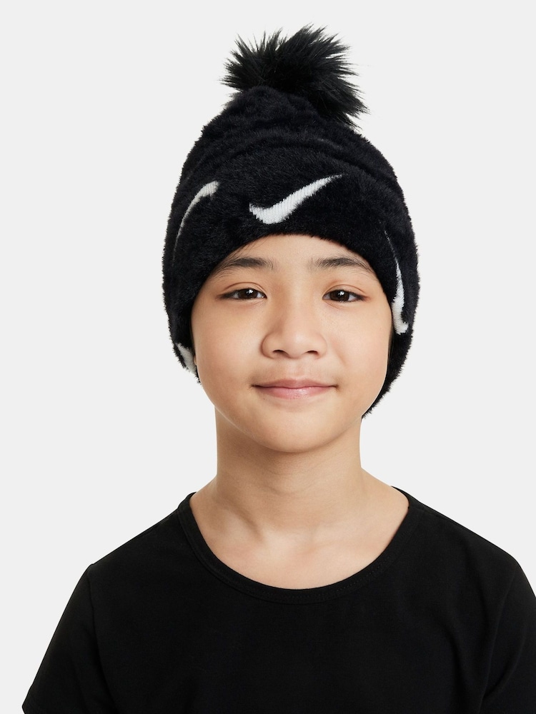 Nike Black Kids Peak Pom Pom Beanie - Image 1 of 4 Nike Black Kids Peak Pom Pom Beanie - Image 1 of 4