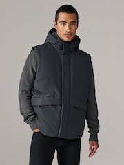Navy Shower Resistant Hooded Padded Gilet - Image 1 of 11