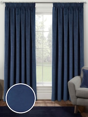 Enhanced Living Blue Thermal Blackout Oxford Readymade Curtains - Image 1 of 4