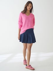 Pink Bright Relaxed Fit Soft Touch V-Neck Knitted Jumper with Wool - Image 2 of 8