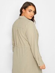 Yours Curve Natural Formal Long Sleeve Crinkle Utility Tunic - Image 2 of 4