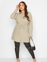 Yours Curve Natural Formal Long Sleeve Crinkle Utility Tunic - Image 3 of 4