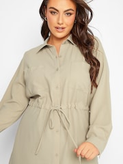 Yours Curve Natural Formal Long Sleeve Crinkle Utility Tunic - Image 4 of 4