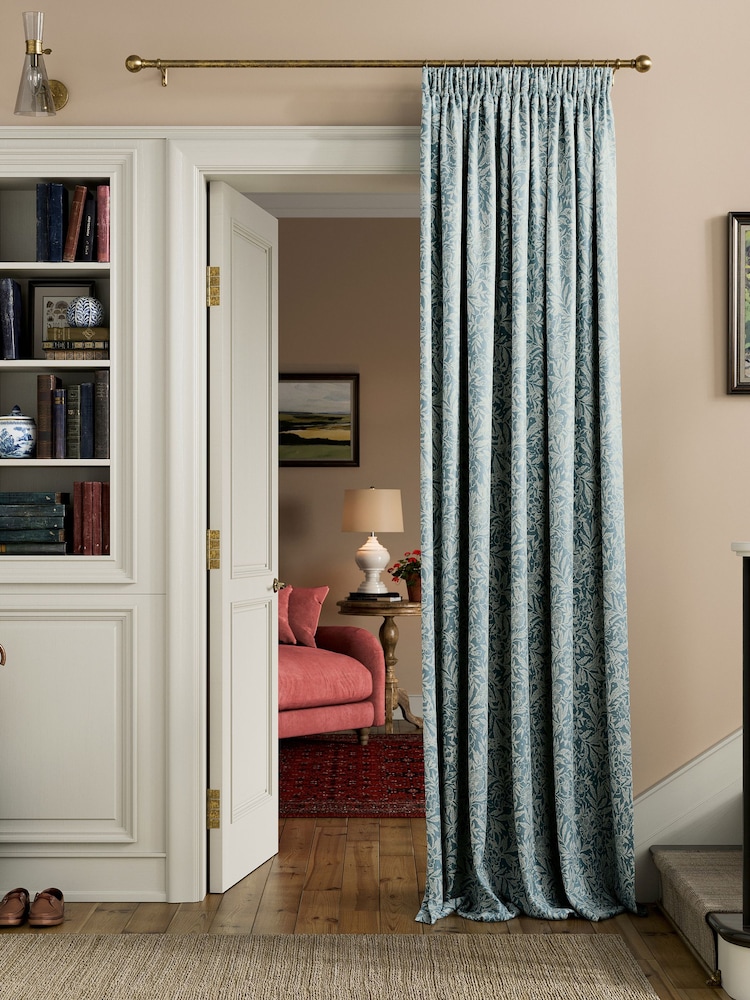 Joules Duck Egg Twilight Ditsy Lined Pencil Pleat Pencil Pleat Curtains - Image 2 of 3