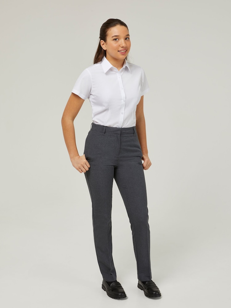 Trutex White Slim Fit Short Sleeve 2 Pack School Shirts - Image 2 of 5