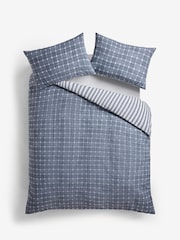 2 Pack Navy Blue Check Reversible Beds Set - Image 10 of 10