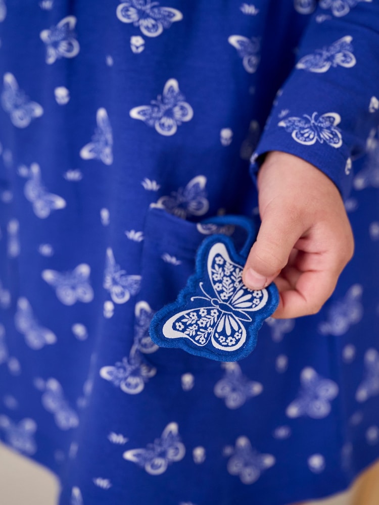 JoJo Maman Bébé Cobalt Blue Butterfly Button Front Dress - Image 2 of 5