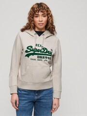 Superdry Grey 100% Cotton Embroidered Vintage Logo Graphic Hoodie - Image 1 of 7