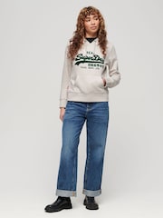 Superdry Grey 100% Cotton Embroidered Vintage Logo Graphic Hoodie - Image 2 of 7