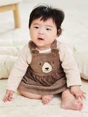 JoJo Maman Bébé Fawn Bear Velour Pinafore Dress And Top Set 2 Pack - Image 1 of 8
