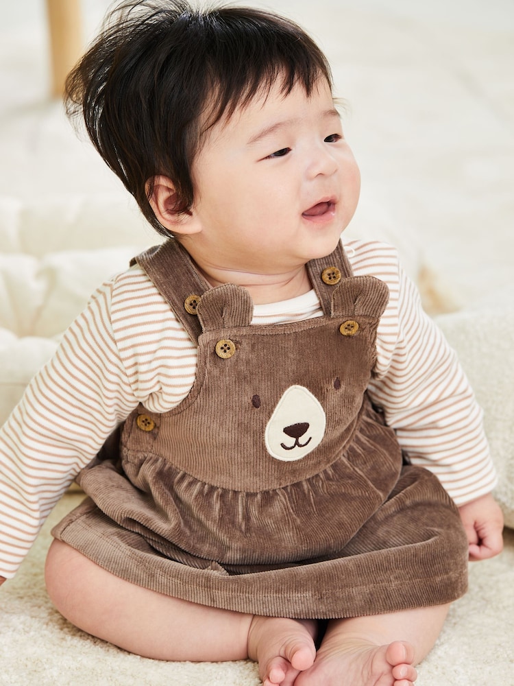 JoJo Maman Bébé Fawn Bear Velour Pinafore Dress And Top Set 2 Pack - Image 2 of 8