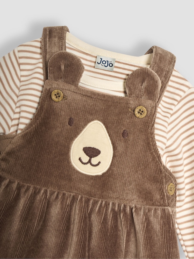 JoJo Maman Bébé Fawn Bear Velour Pinafore Dress And Top Set 2 Pack - Image 7 of 8