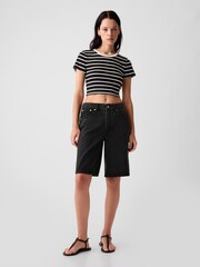 Gap Black Mid Rise Longline Denim Shorts - Image 3 of 5