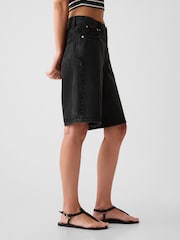 Gap Black Mid Rise Longline Denim Shorts - Image 4 of 5