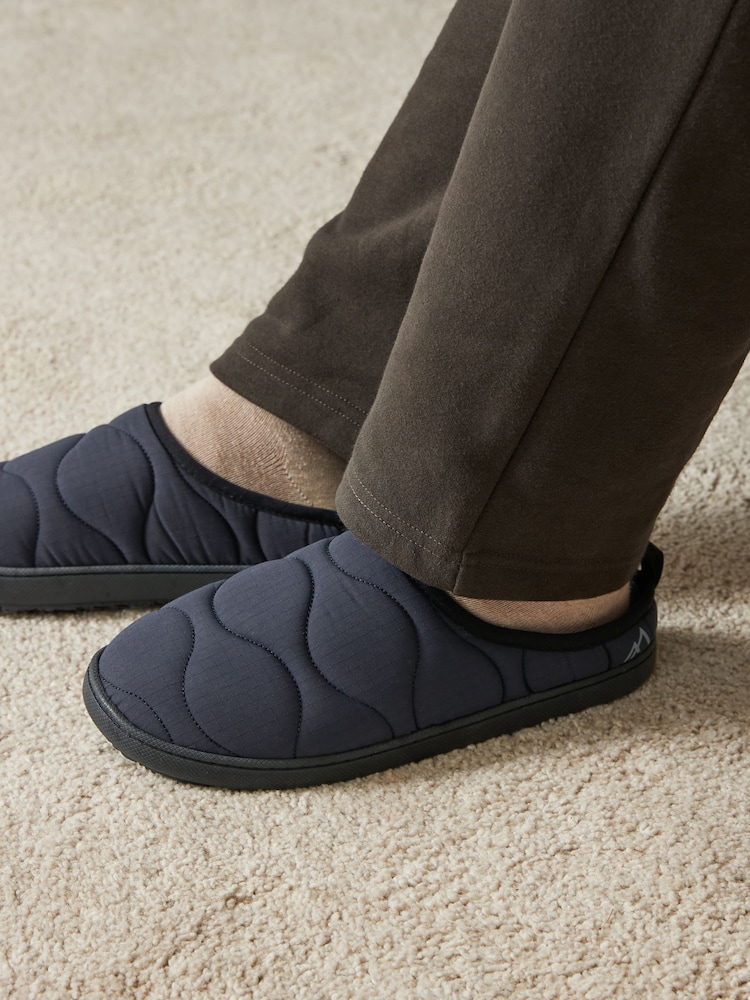Navy Blue Onion Thinsulate Quilted Mule Slippers - Image 2 of 7