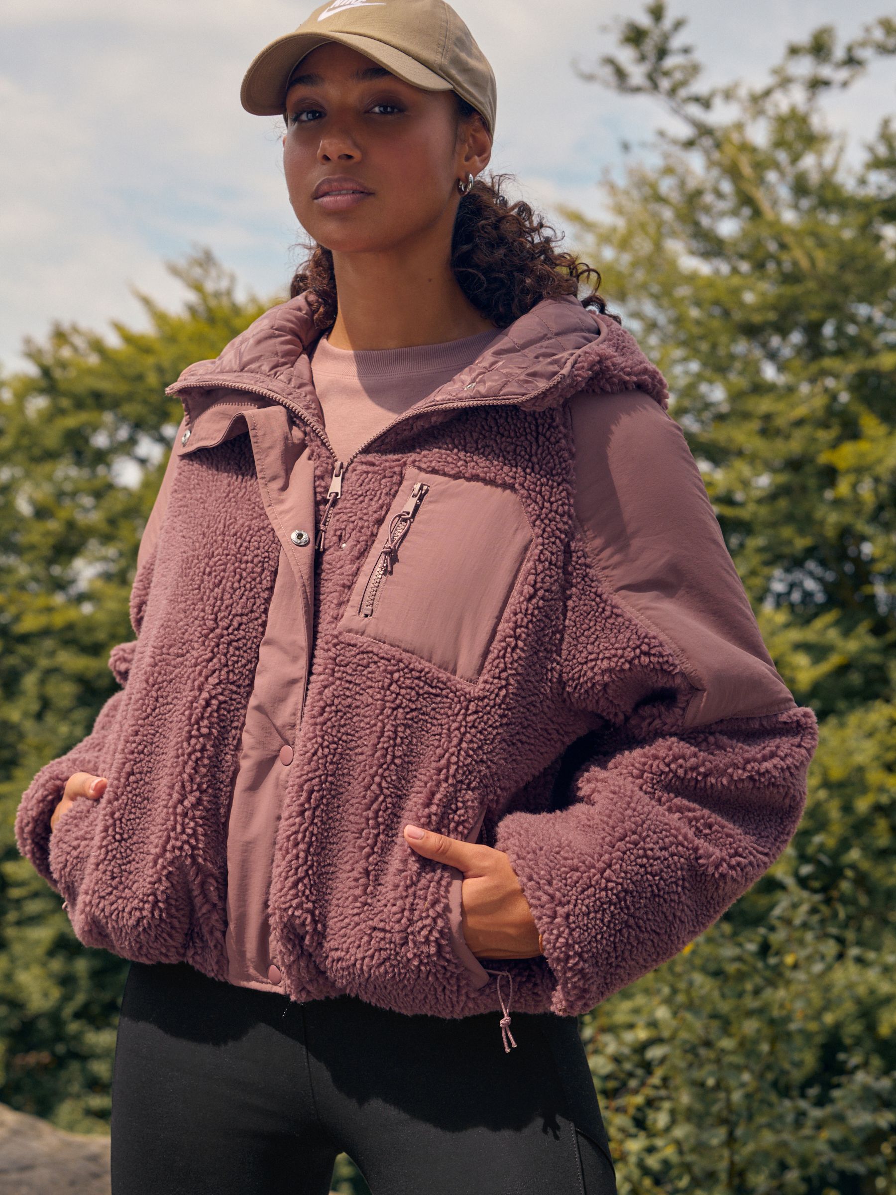 Pink borg jacket best sale