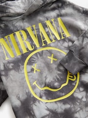 Black/White Nirvana Band Tie Dye 100% Cotton Hoodie (3-16yrs) - Image 3 of 4