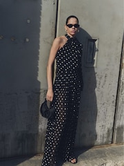 Mango Black Polka Dot Pleated Trousers - Image 1 of 7