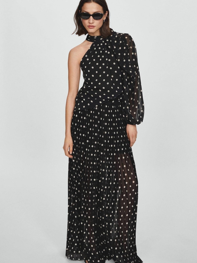 Mango Black Polka Dot Pleated Trousers - Image 2 of 7