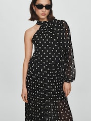 Mango Black Polka Dot Pleated Trousers - Image 4 of 7