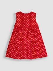 JoJo Maman Bébé Red Reindeer & Robin Christmas Appliqué Cord Dress - Image 2 of 3