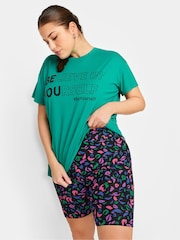 Yours Curve YOURS ACTIVE Curve Black Abstract Print Shorts - Imagen 1 de 4