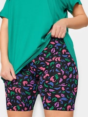 Yours Curve YOURS ACTIVE Curve Black Abstract Print Shorts - Imagen 3 de 4