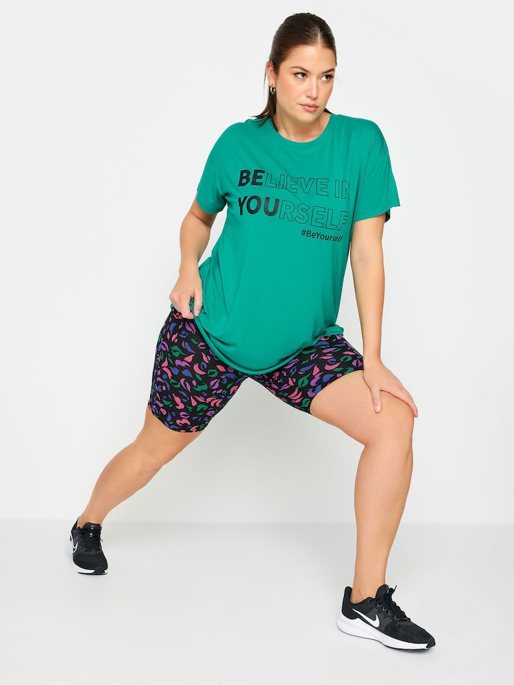 Yours Curve YOURS ACTIVE Curve Black Abstract Print Shorts - Imagen 4 de 4