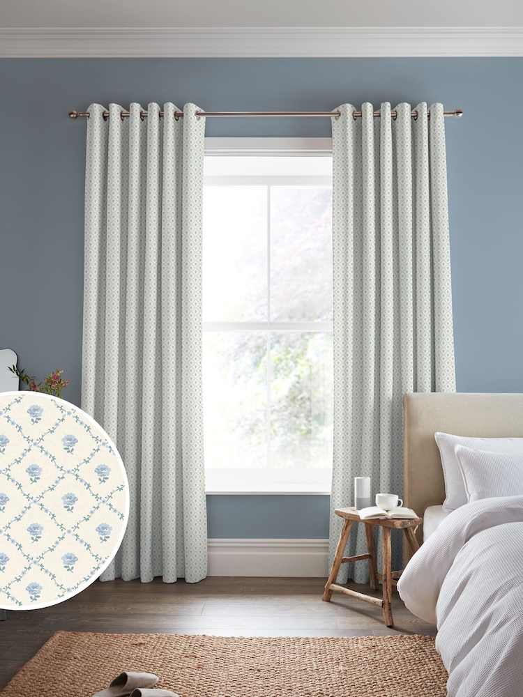 Laura Ashley Pale Seaspray Blue Kate Made to Measure 100% Cotton Curtains - Image 1 of 9