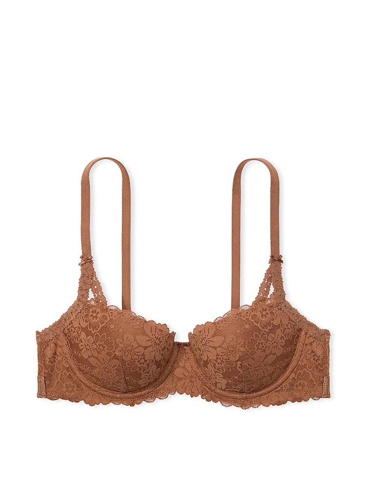 Caramel-nude - Victoria's Secret PINK lichtgevoerde balconette-beha met kant - Image 3 of 4