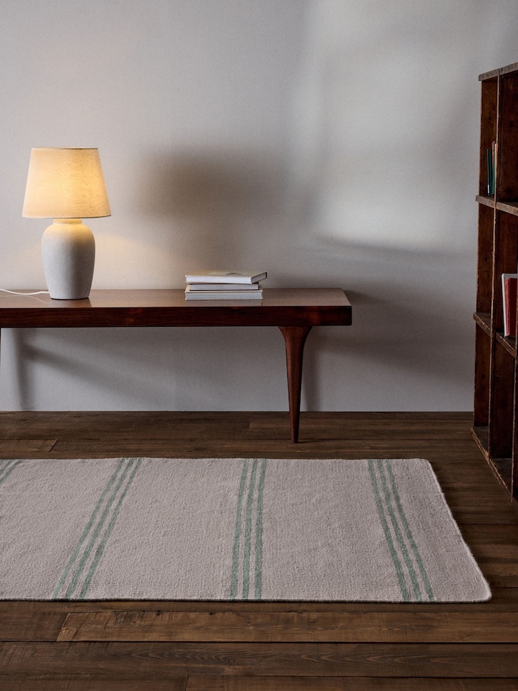 The Set Natural Stripe Flatweave Wool Rug - Image 1 of 3