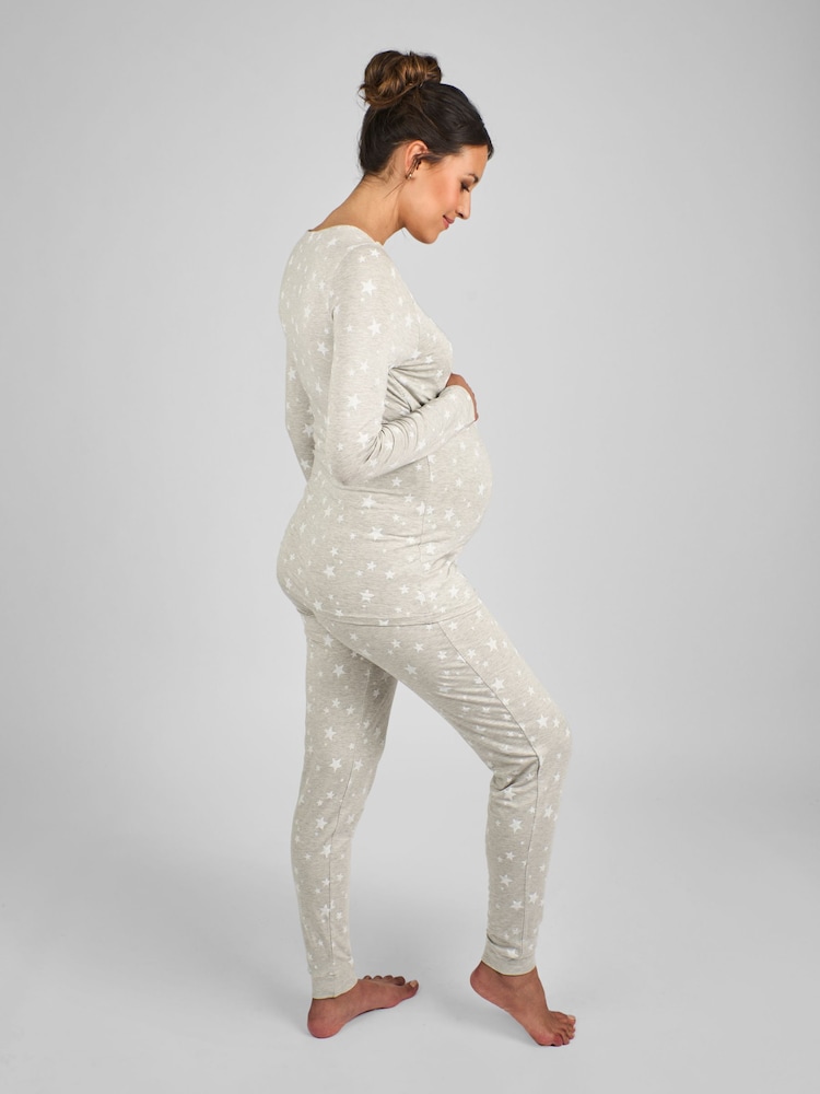 Серый - JoJo Maman Bébé Maternity and Nursing Pyjamas Set - Изображение 2 5