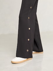 Lipsy Black Wide Leg Popper Detail Trousers - Image 2 of 4