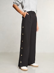 Lipsy Black Wide Leg Popper Detail Trousers - Image 3 of 4