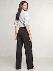Lipsy Black Wide Leg Popper Detail Trousers - Image 4 of 4