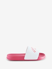 Tommy Hilfiger White Logo Print Pool Slides - Image 1 of 5