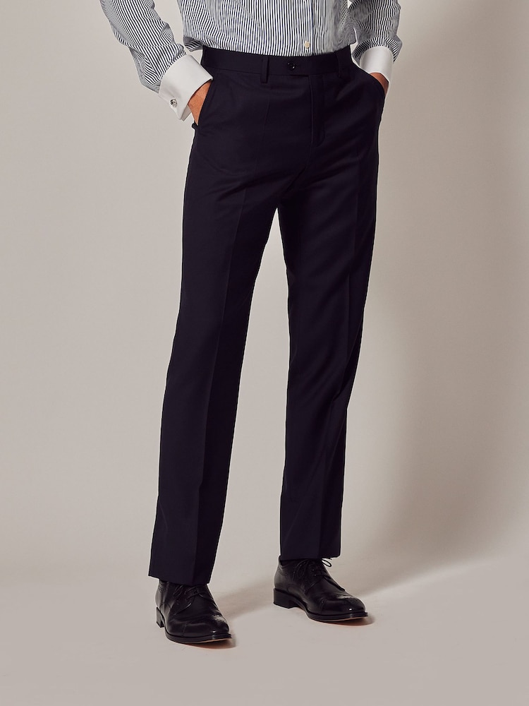 Hawes & Curtis – Slim-Fit-Anzughose aus blauem Twill - Bild 1 von 4
