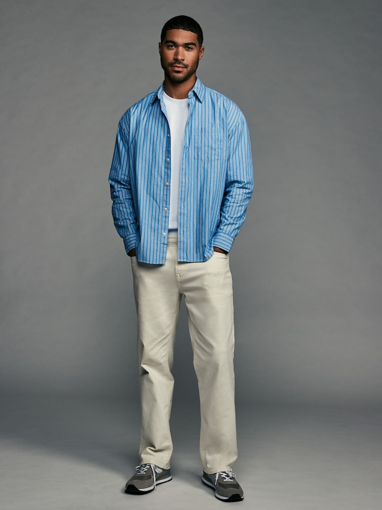 Blue Soft Touch 100% Cotton Long Sleeves Stripe Shirt - Image 2 of 8