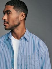 Blue Soft Touch 100% Cotton Long Sleeves Stripe Shirt - Image 4 of 8