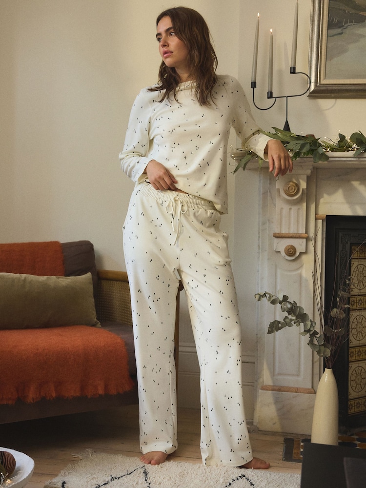 Ecru Cream Tree 100% Cotton Long Sleeve Pyjamas - Image 1 of 11