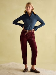 Joules Kate Navy Sparkle Long Sleeve Frilled Neck Top - Image 4 of 7