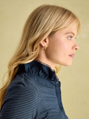 Joules Kate Navy Sparkle Long Sleeve Frilled Neck Top - Image 5 of 7