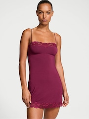 Victoria's Secret Plum Rouge Red Modal Straight Neck Slip Dress - Image 1 of 4