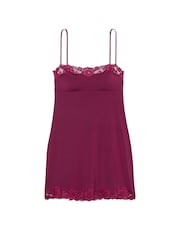 Victoria's Secret Plum Rouge Red Modal Straight Neck Slip Dress - Image 3 of 4