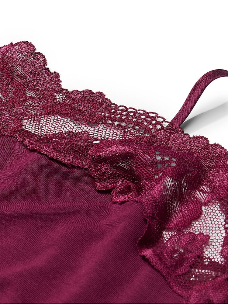 Victoria's Secret Plum Rouge Red Modal Straight Neck Slip Dress - Image 4 of 4