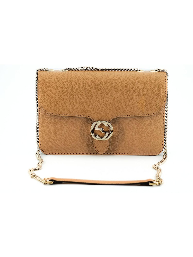 Gucci Beige Calf Leather Dollar Brown Shoulder Bag - Image 1 of 6