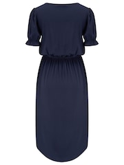 Pour Moi Blue Jenny Puff Sleeve Jersey Midi Dress with Viscose - Image 4 of 4