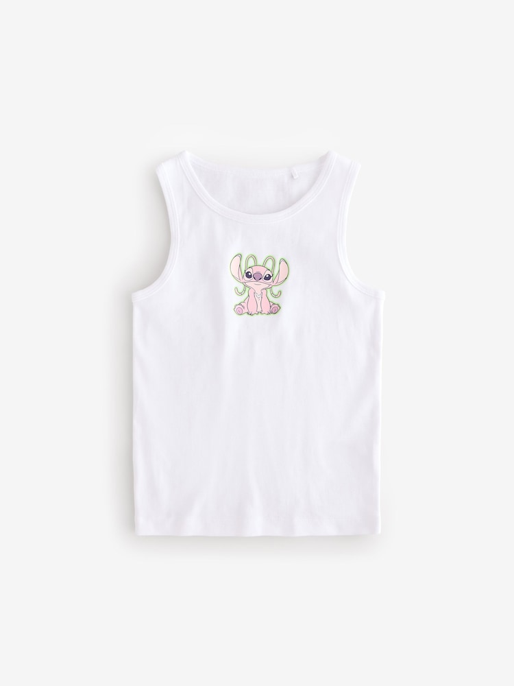 Pink/White 100% Cotton Lilo and Stitch Vests (1.5-12yrs) - Image 2 of 7