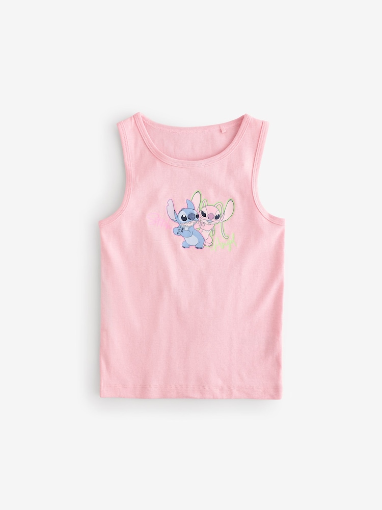 Pink/White 100% Cotton Lilo and Stitch Vests (1.5-12yrs) - Image 4 of 7